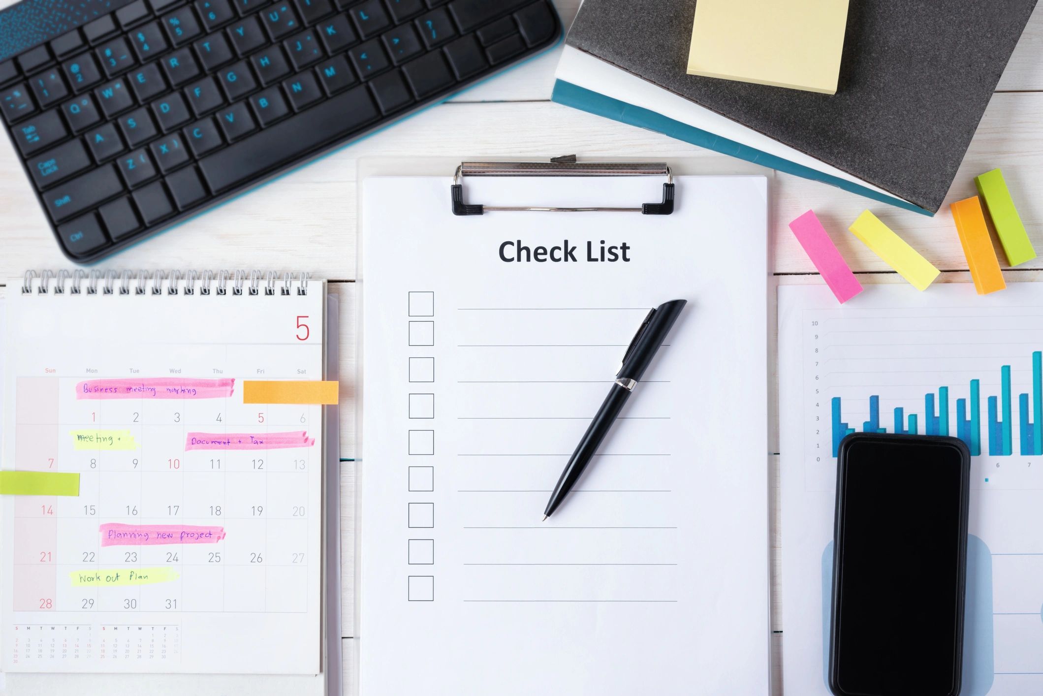 Home maintenance checklist on clipboard