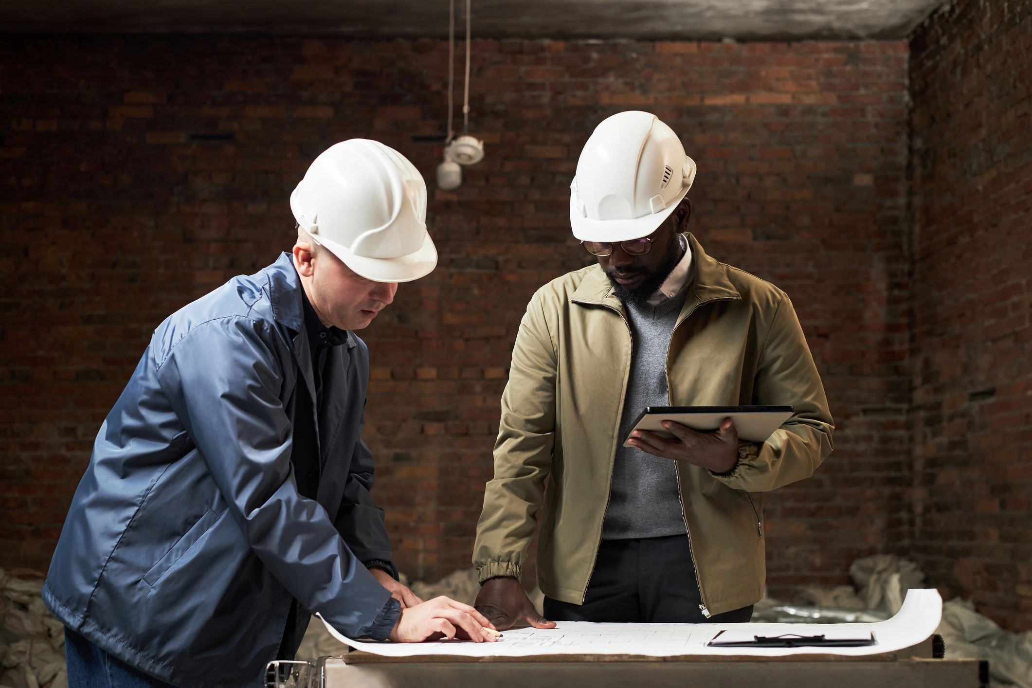 Professionals reviewing plans together